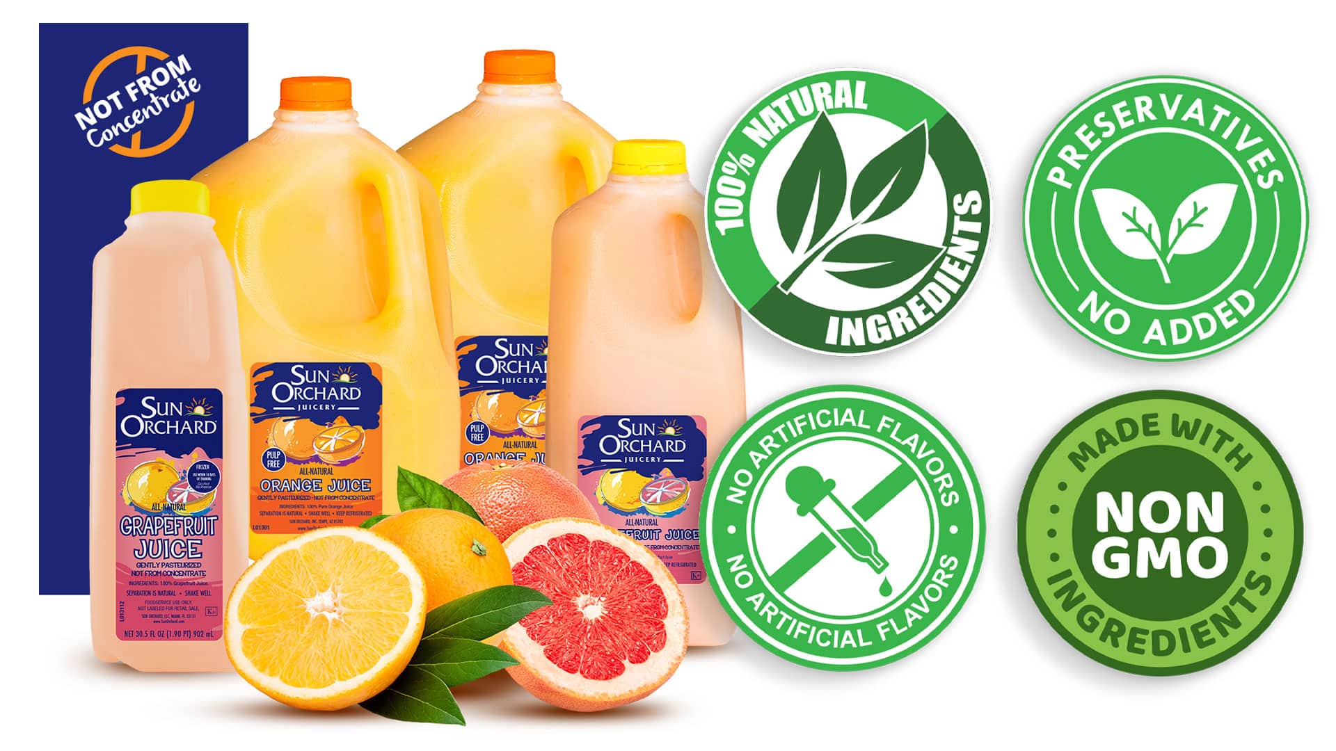 Orchard Pure 100% Pure Orange Juice From Concentrate 1 Gallon Plastic Jug, Juice and Drinks